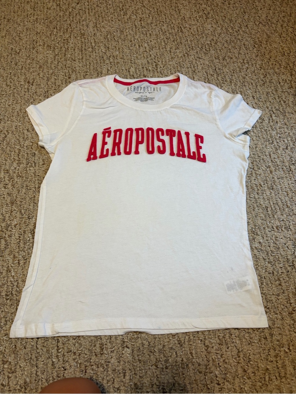 2014 Aeropostale White Tee with pink Logo - Short Sleeve